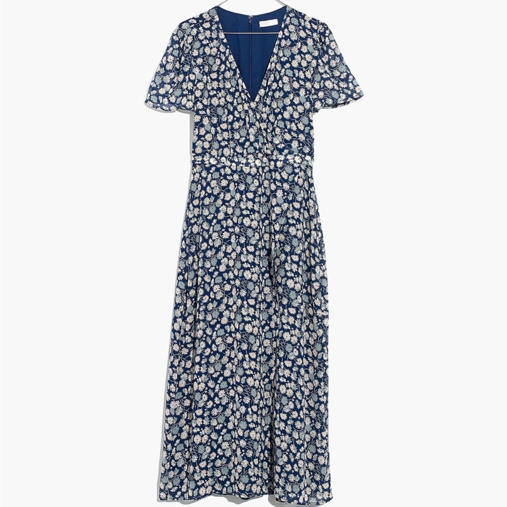 Madewell Wrap Front MIDI Dress in French Floral (size 8)